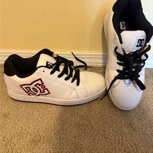 Men Dc White Sneakers with Black Accents